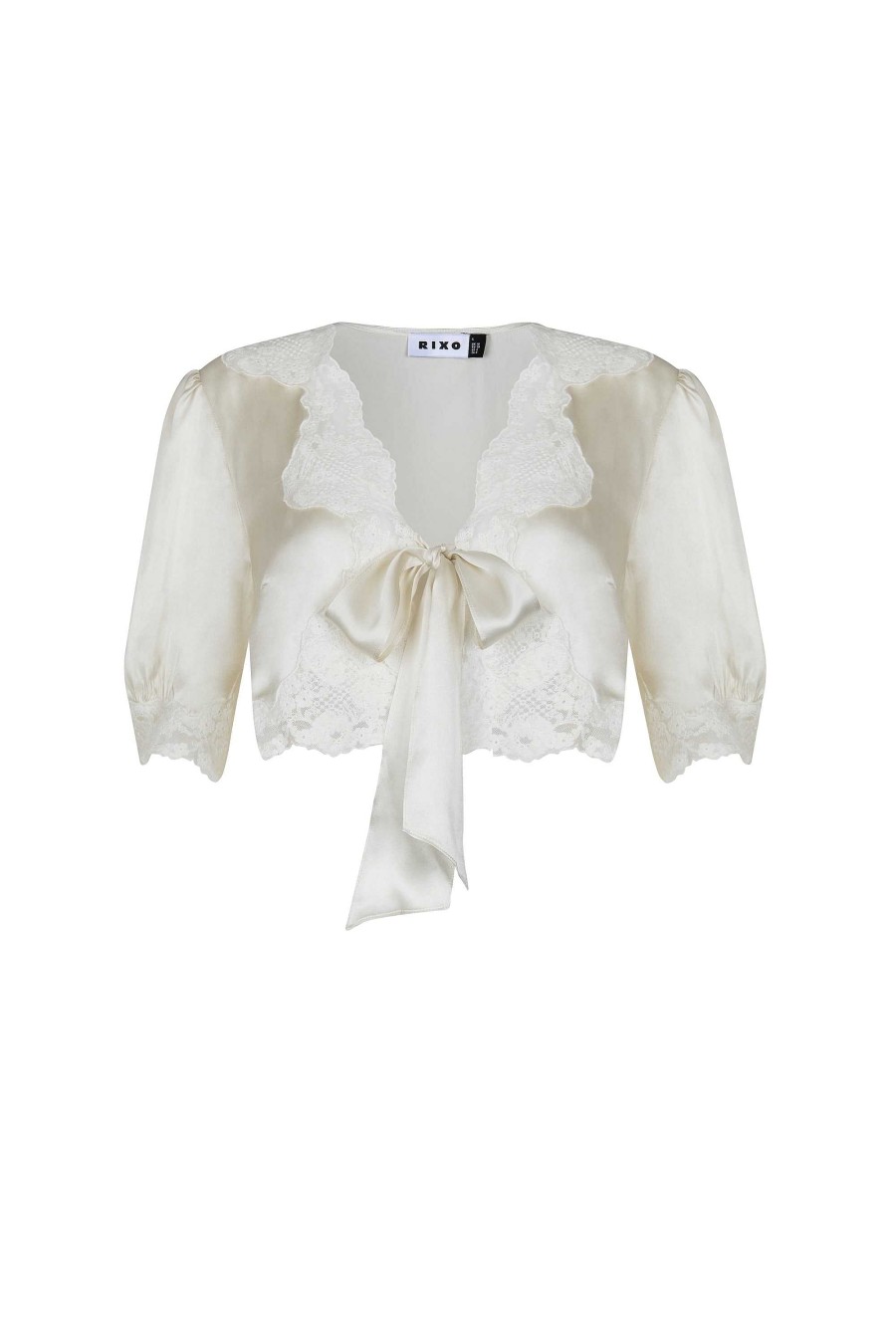 RIXO Amara Lace-Trim Silk Top | Ceremony