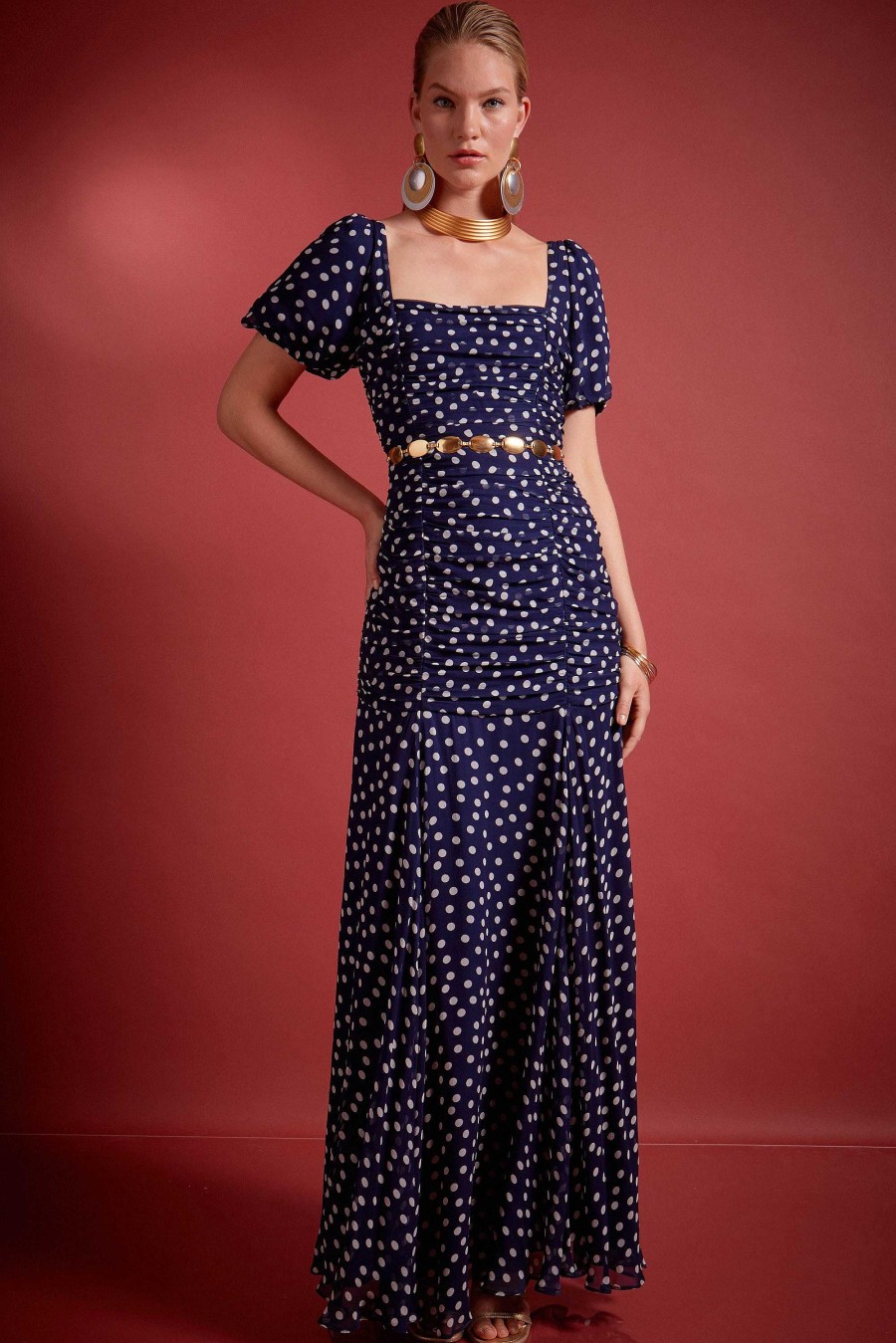 RIXO Leyane Maxi Dress | Gold