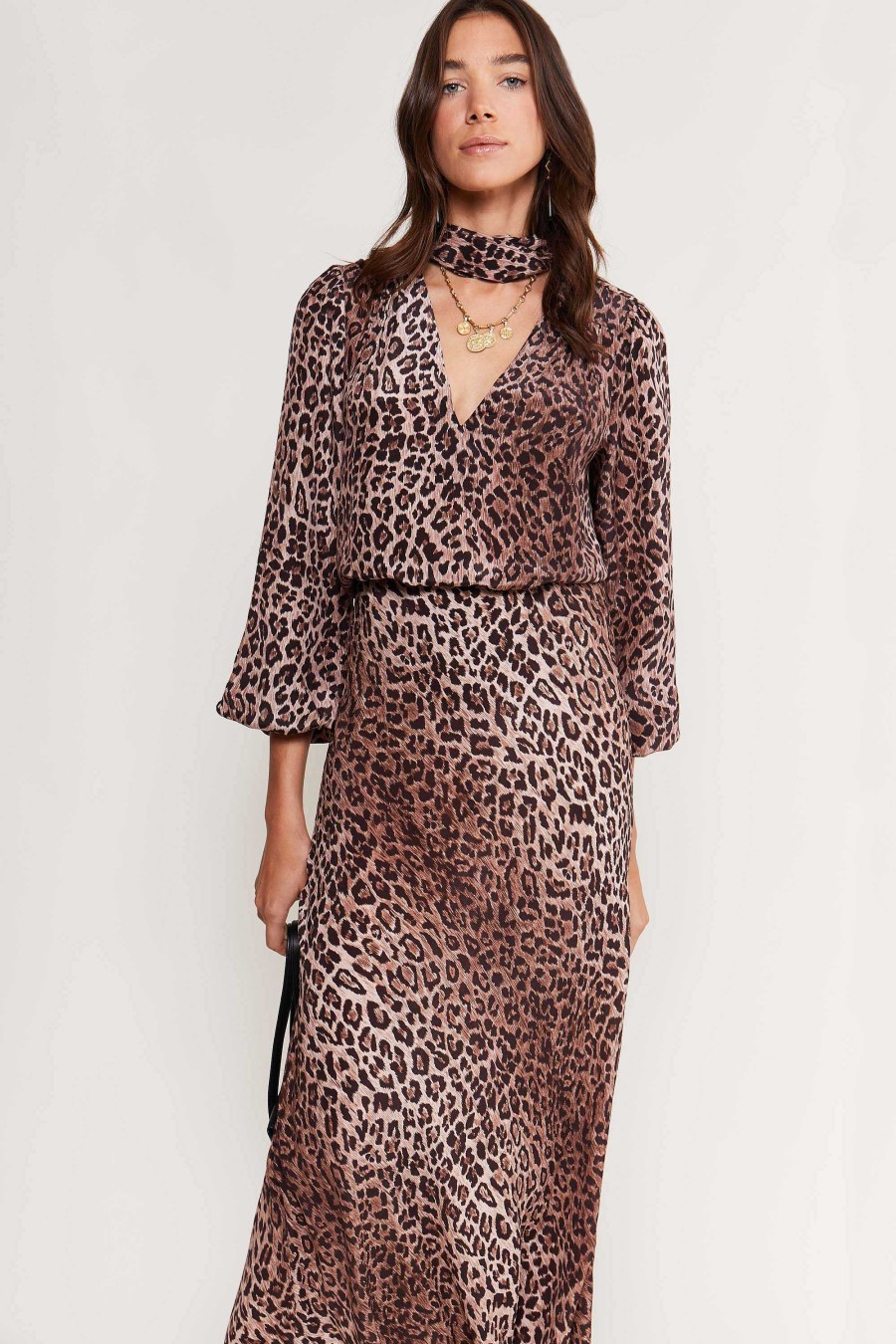 RIXO Moss Leopard Silk Blouse | Tops