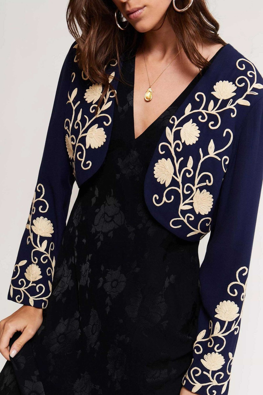 RIXO Larke Embroidered Jacket | Coats And Jackets