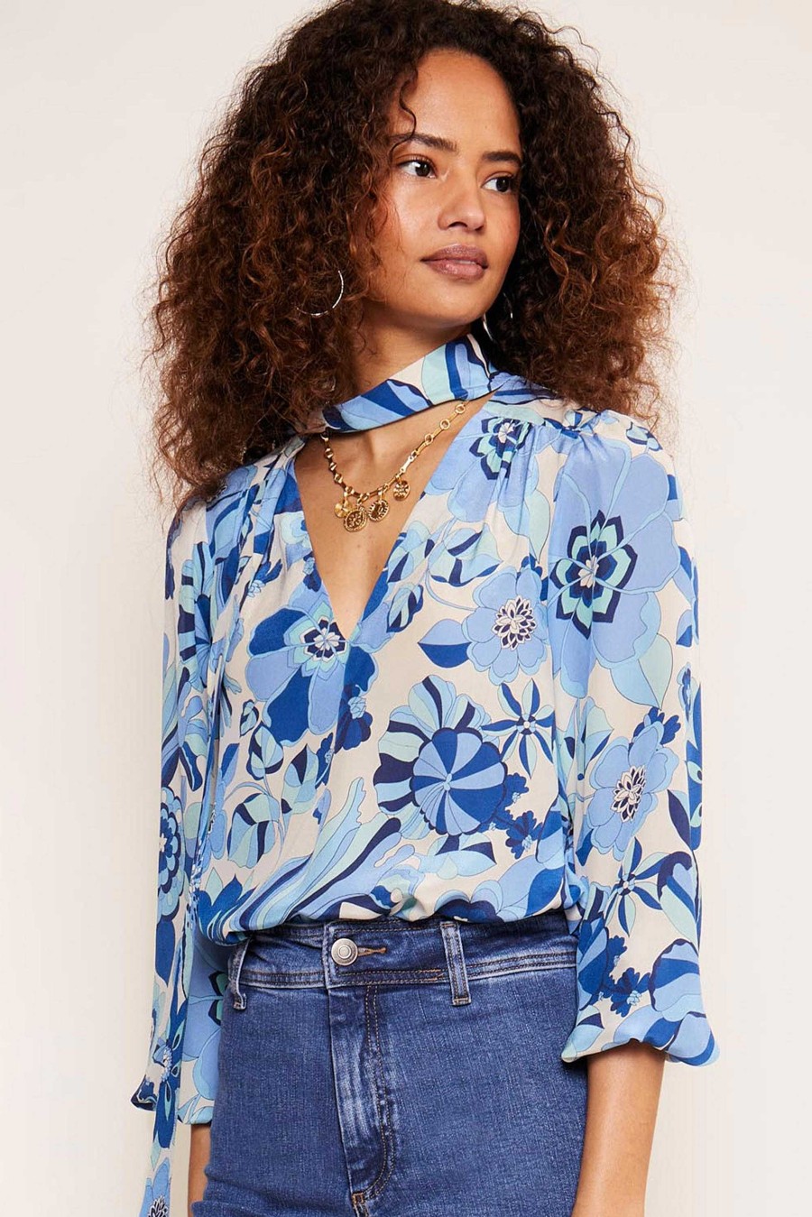 RIXO Moss Silk Blouse | Tops