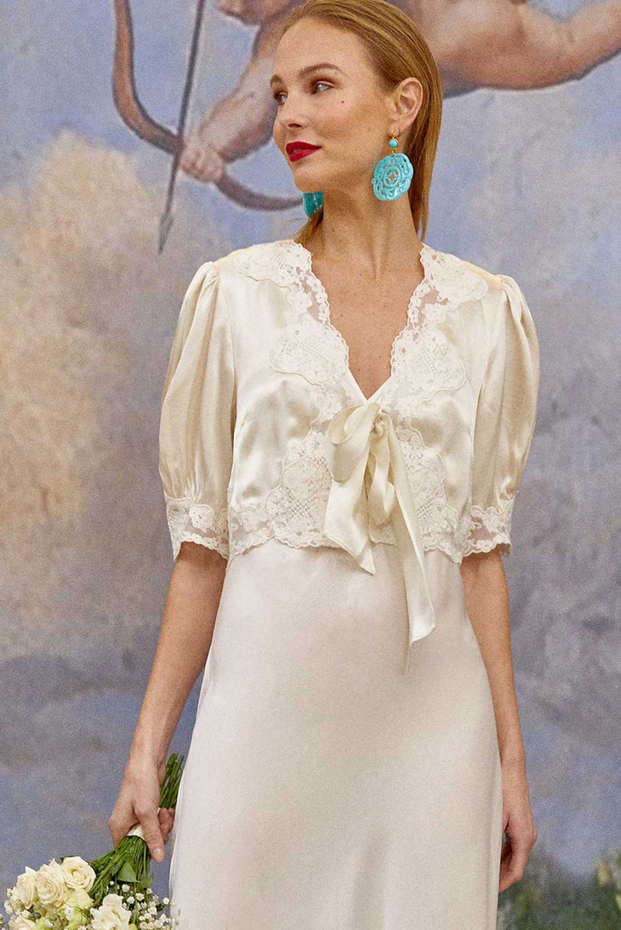 RIXO Amara Lace-Trim Silk Top | Ceremony